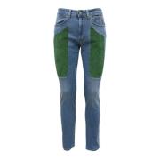 Slim Fit Denim Jeans met groene Alcantara-patches Jeckerson , Blue , H...