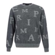 Blauwe Wol Logo Trui Grijs Emporio Armani , Gray , Heren