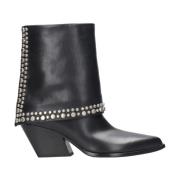 Zwarte Leren Texaanse Laarzen Elena Iachi , Black , Dames