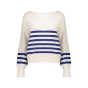 Gestreepte gebreide pullover in blauw lurex Geisha , White , Dames