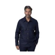 Marineblauwe Flanellen Overshirt met Knopen Jacob Cohën , Blue , Heren