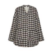 Oversize Tweed Blouson Jas Forte Forte , Black , Dames