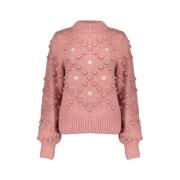 Gebreide Pullover met stippen en bloemen Geisha , Pink , Dames