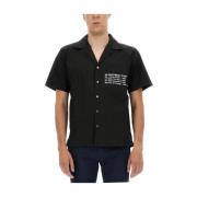 Hawaiian Shirt met Logo Print Department Five , Black , Heren