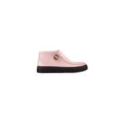 Hoge Croco-Effect Leren Sneakers Clarks , Pink , Heren