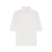 Minimalistische Gebreide Trui met Hoge Hals Max Mara , White , Dames