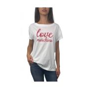 Wit T-shirt met voorprint Love Moschino , White , Dames