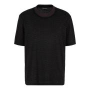 Zwarte korte mouw Lyocell logo T-shirt Emporio Armani , Black , Heren