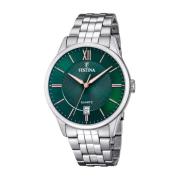 Groene Stalen Quartz Horloge, 5Atm Festina , Gray , Heren