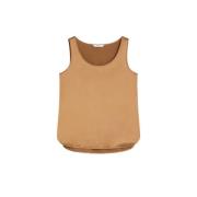 Zijden Blend Elegante Top met High-Low Zoom Max Mara , Brown , Dames