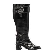 Stijlvolle Buckle High Boots Ganni , Black , Dames