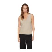 V-hals Trui Vrouw Vila , Beige , Dames