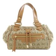 Pre-owned Canvas handbags Bvlgari Vintage , Brown , Dames