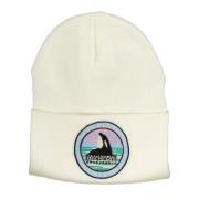 Witte Heren Beanie met Logo Applicatie Napapijri , White , Unisex