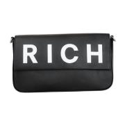 Zwarte handtas met gedurfd logo Richmond , Black , Dames