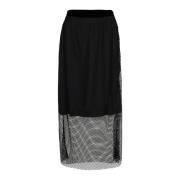 Zwarte Net Rok met Elastische Tailleband Saint Tropez , Black , Dames