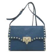 Pre-owned Leather shoulder-bags Valentino Vintage , Blue , Dames