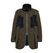 Gewatteerde Rip Stop Jas Sacai , Green , Dames