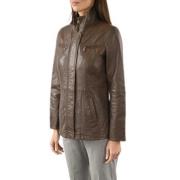 Bruin Leren Comfort Jas La Canadienne , Brown , Dames