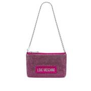 Fuchsia Rhinestone Mini Schoudertas Love Moschino , Pink , Dames