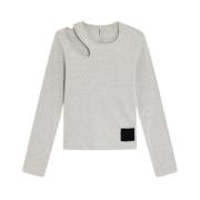 Geribbeld katoenen longsleeve top Liviana Conti , Gray , Dames