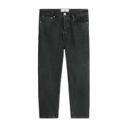 Zwarte Denim Jeans Voorkant Knoop Rits Ami Paris , Black , Heren