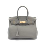 Pre-owned Leather handbags Hermès Vintage , Gray , Dames