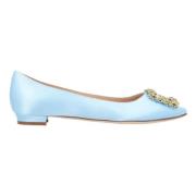 Fabric flats Manolo Blahnik , Blue , Dames