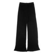 Zwarte Gebreide Broek Met Wijde Pijpen Roberto Collina , Black , Dames