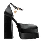 Pre-owned Satin heels Versace Pre-owned , Black , Dames