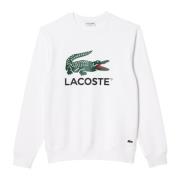 Heren Corduroy Sweatshirt met Front Logo Lacoste , White , Heren