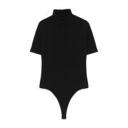 Zwarte korte mouw bodysuit Wardrobe.nyc , Black , Dames