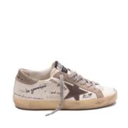 Witte/taupe leren sneakers met color-block design Golden Goose , White...