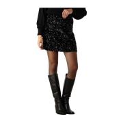 Fluwelen Pailletten Minirok Neo Noir , Black , Dames