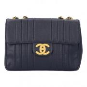 Pre-owned Leather chanel-bags Chanel Vintage , Blue , Dames