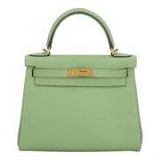 Pre-owned Leather handbags Hermès Vintage , Green , Dames