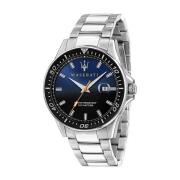 Stalen Quartz Horloge, Blauwe Kast Maserati , Gray , Heren