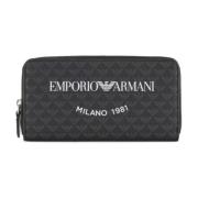 Zwarte portemonnee met adelaarslogo Emporio Armani , Black , Dames