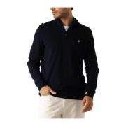 Merino Quarter Zip Jumper Katoen Sweater Lyle & Scott , Blue , Heren