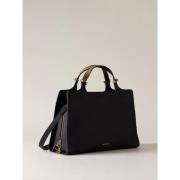 Geometrische Stijl Leren Handtas Borbonese , Black , Dames