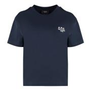 Katoenen ronde hals T-shirt, geribbelde halslijn A.p.c. , Blue , Dames