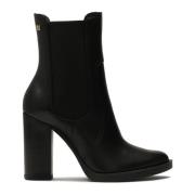 Zwarte stiletto laarzen met elastische inzetstukken Kazar , Black , Da...