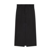 Wollen Pinstripe Lange Rok Loulou Studio , Black , Dames