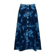 Denim Rok met Logoknopen Pinko , Blue , Dames