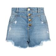 Denim Shorts met knoopsluiting Pinko , Blue , Dames