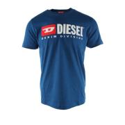 Blauw Katoenen Heren T-shirt Diesel , Blue , Heren