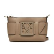 Stijlvolle Logo Tassen met Rits Armani Exchange , Beige , Dames