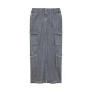 Grijze Denim Rok Patrizia Pepe , Gray , Dames