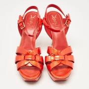 Pre-owned Leather sandals Yves Saint Laurent Vintage , Orange , Dames