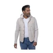 Hooded Wool Blouson Jacket Gran Sasso , Beige , Heren